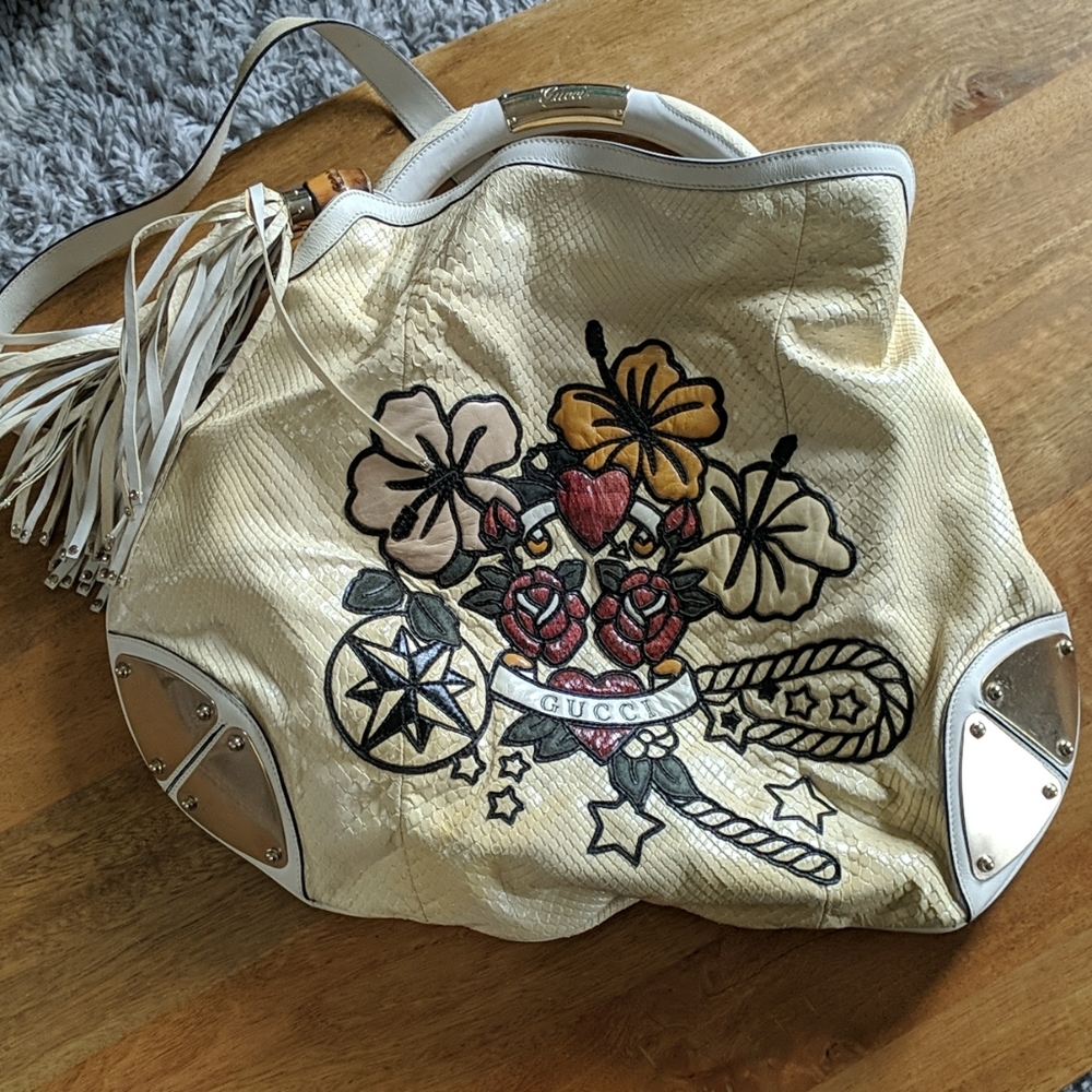 Gucci White Snakeskin Bag